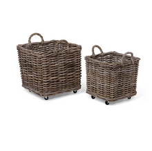 Load image into Gallery viewer, Rattan Woven Square Basket with Casters
