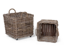 Load image into Gallery viewer, Rattan Woven Square Basket with Casters