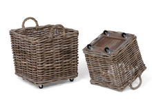 Load image into Gallery viewer, Rattan Woven Square Basket with Casters