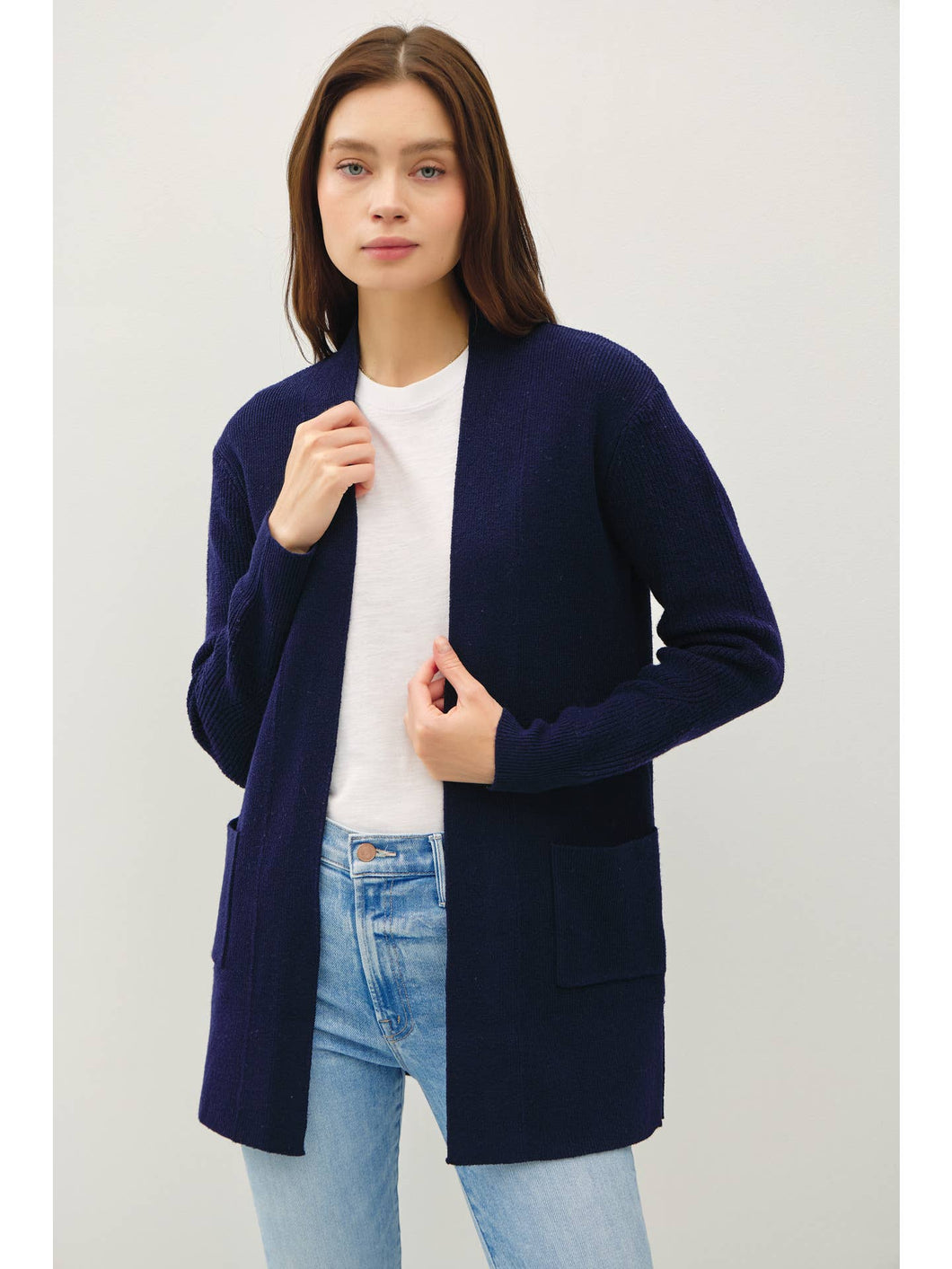 Ribbed Open Cardigan