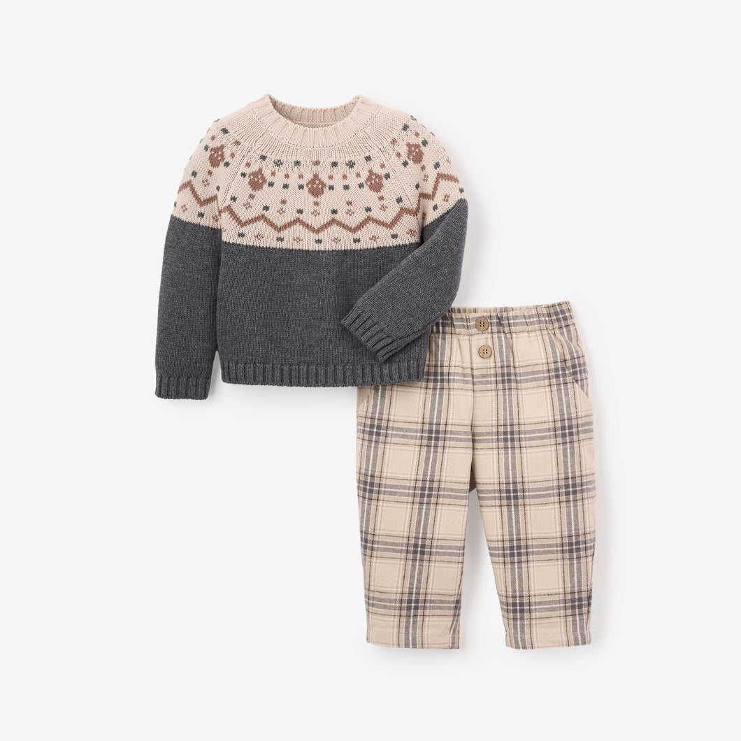 Fairisle Sweater & Plaid Pant