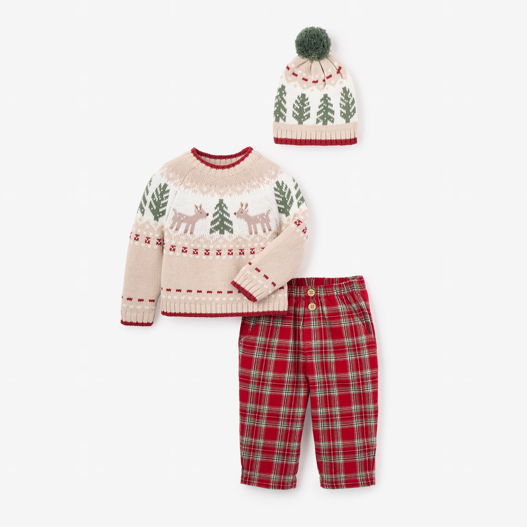 Christmas Fairisle Sweater, Pants, & Hat