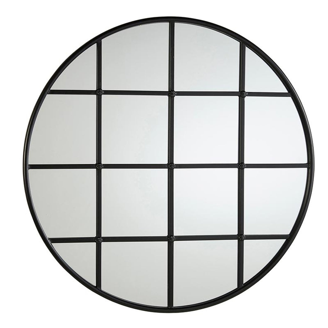 Black Round Pane Mirror