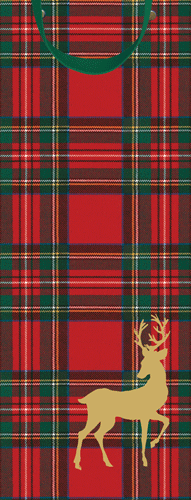 Plaid Reindeer Wine Bag