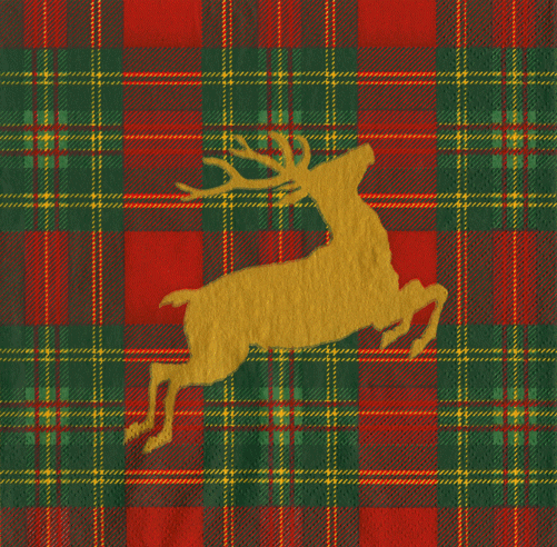 Red Tartan Reindeer Napkin