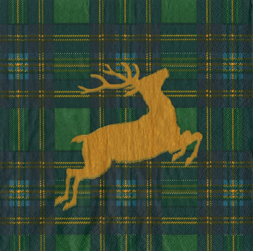 Green Tartan Reindeer Napkin