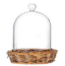 Load image into Gallery viewer, Glass Cloche w/woven willow base
