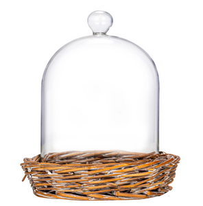 Glass Cloche w/woven willow base