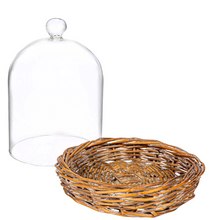 Load image into Gallery viewer, Glass Cloche w/woven willow base
