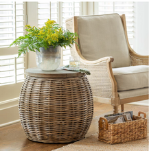 Load image into Gallery viewer, Rattan Side Table with Wood Top
