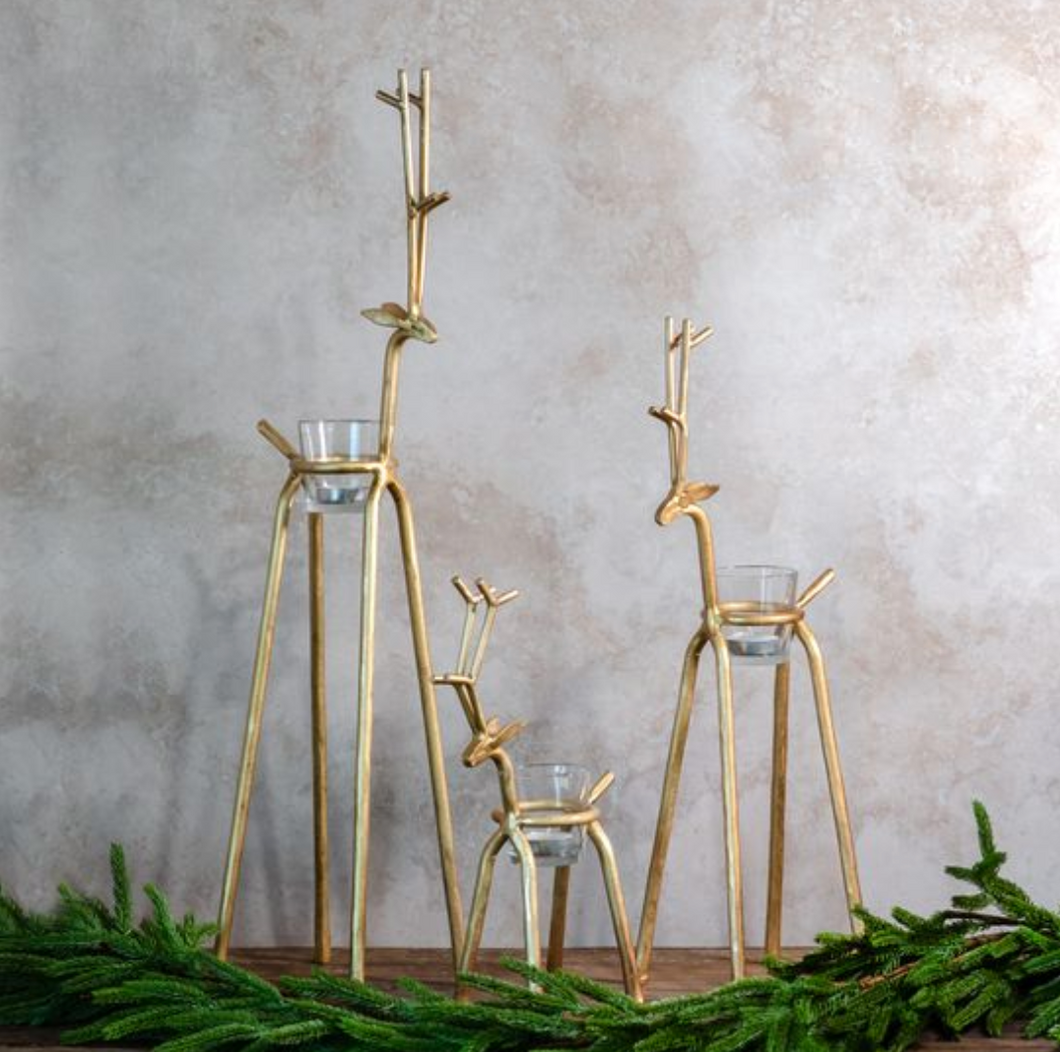 Gold Deer Tealight Holder