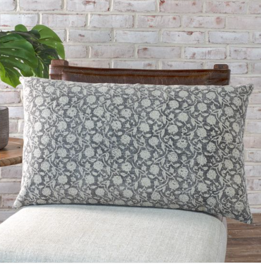 Blue Floral Pillow