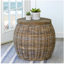 Load image into Gallery viewer, Rattan Side Table with Wood Top
