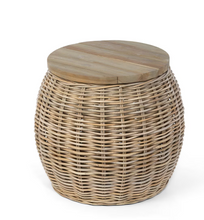 Load image into Gallery viewer, Rattan Side Table with Wood Top
