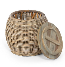 Load image into Gallery viewer, Rattan Side Table with Wood Top
