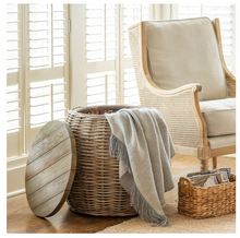 Load image into Gallery viewer, Rattan Side Table with Wood Top
