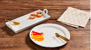 Woven Stoneware Platter Set