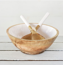 Load image into Gallery viewer, Wood Enamel Serving Bowl

