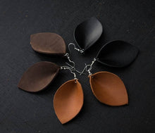 Load image into Gallery viewer, Leather Leaf Earrings - T E R R A
