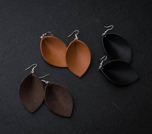 Leather Leaf Earrings - T E R R A